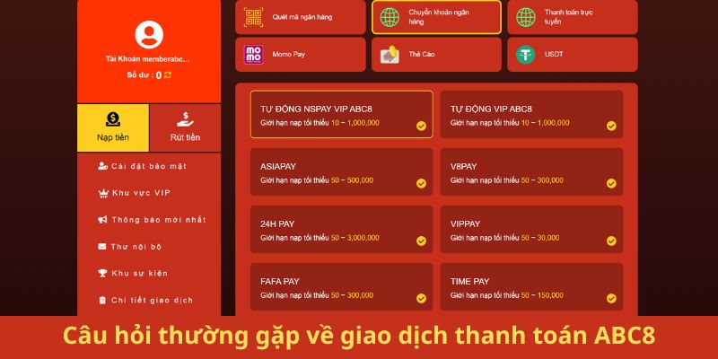 ABC88 không tính phí cho mọi giao dịch nạp tiền của hội viên.